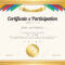 Certificate Of Participation Template With Gold Border And Colorful.. In Participation Certificate Templates Free Download