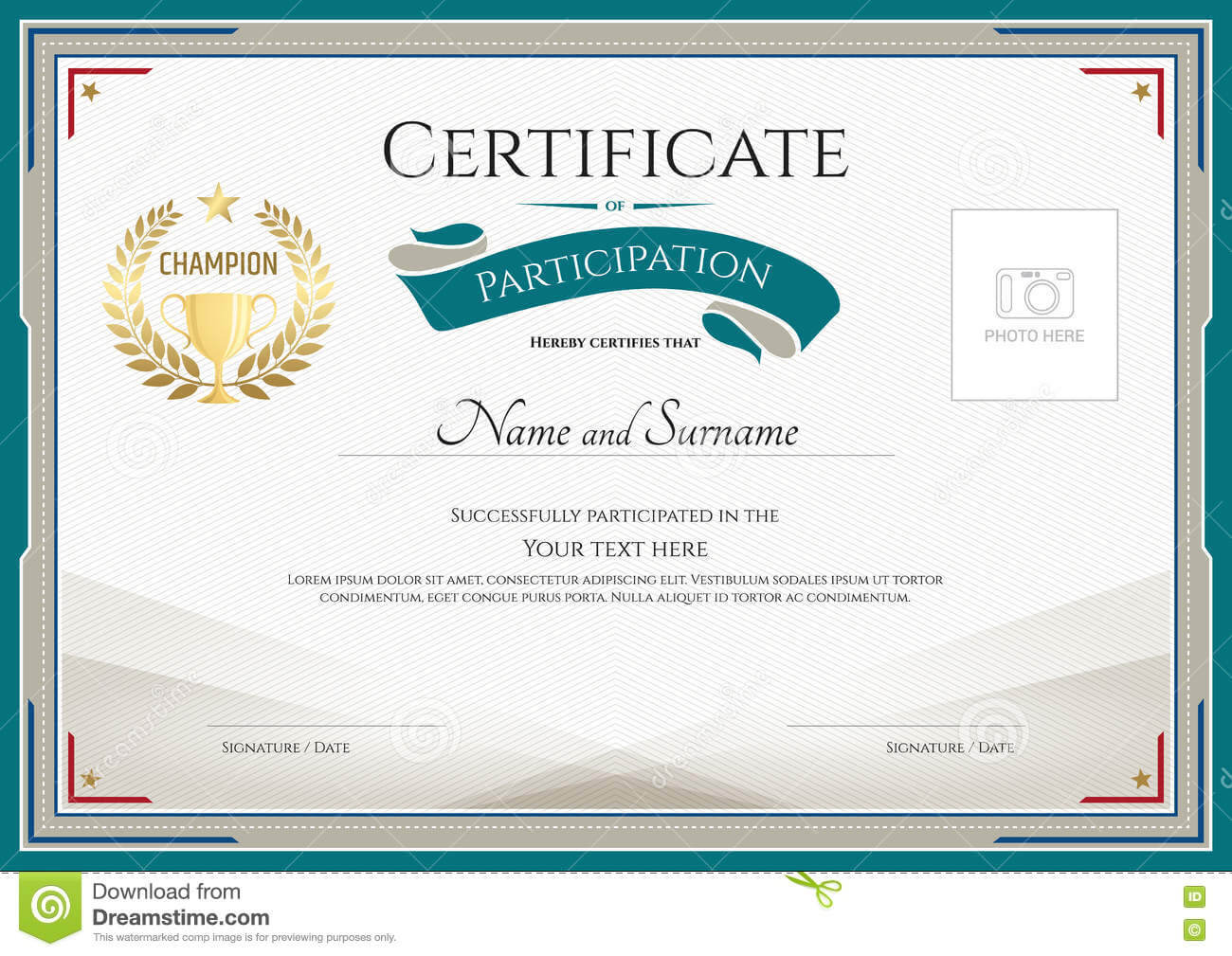 Certificate Of Participation Template With Green Broder Inside Certificate Of Participation Word Template