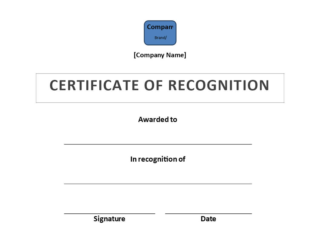 Certificate Of Recognition Template Word | Templates At For Certificate Of Recognition Word Template