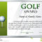 Certificate Template For Golf Award Stock Vector With Regard To Golf Gift Certificate Template