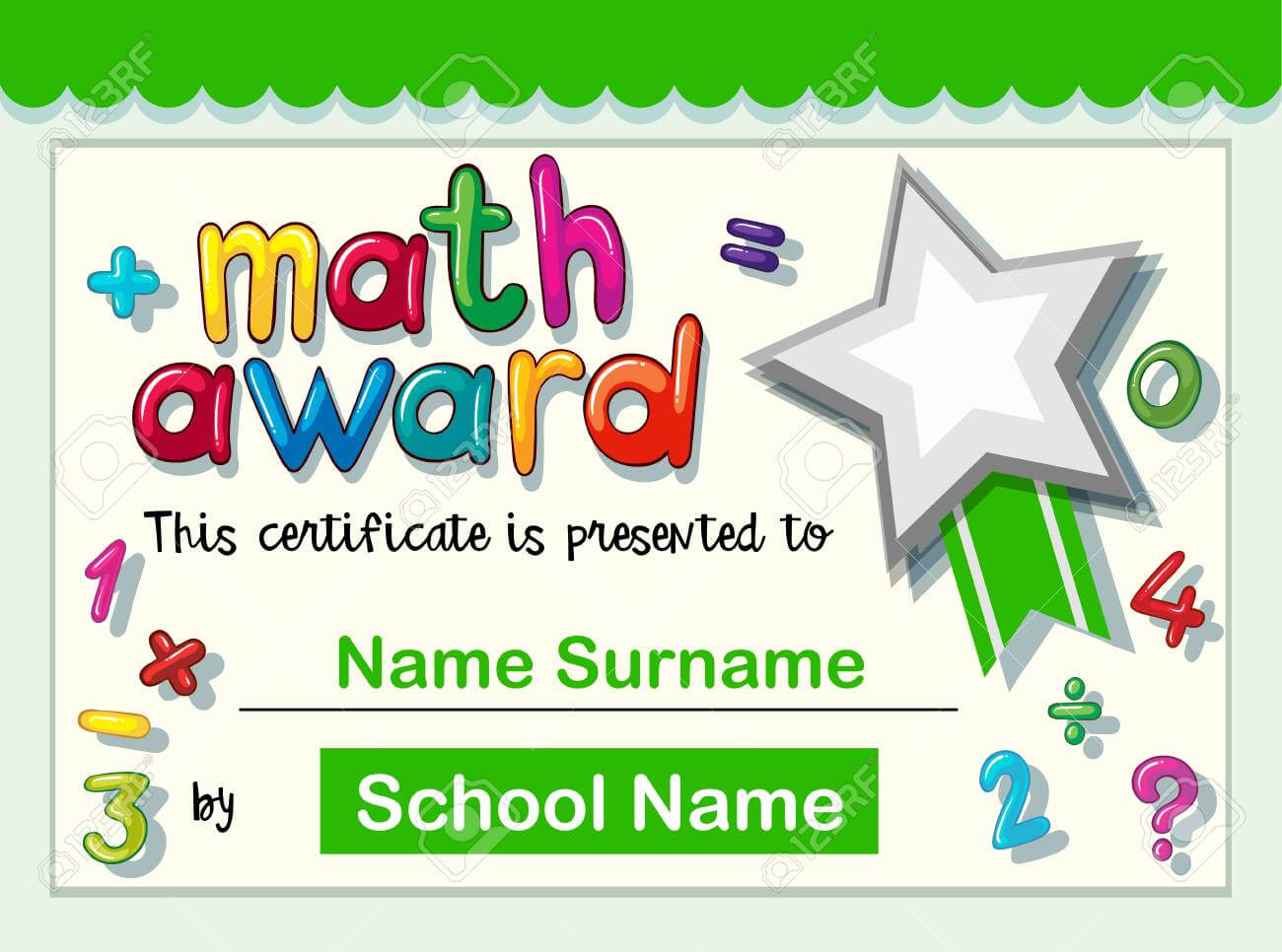 Certificate Template For Math Award Illustration Within Math Certificate Template