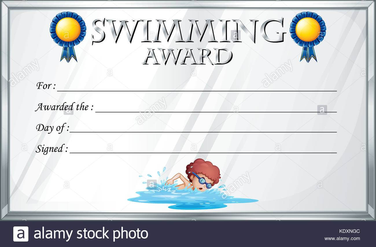 Certificate Template For Swimming Award Illustration Stock Within Swimming Award Certificate Template