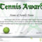 Certificate Template For Tennis Award Stock Vector regarding Tennis Certificate Template Free