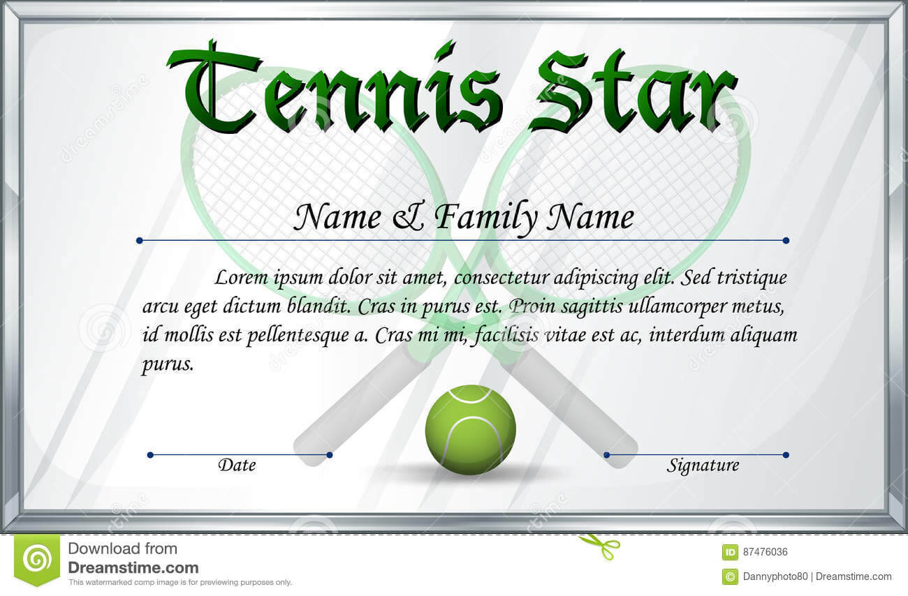 Certificate Template For Tennis Star Stock Vector For Softball Certificate Templates Free