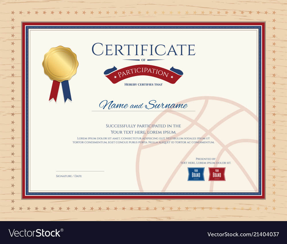 Certificate Template In Basketball Sport Theme Intended For Basketball Certificate Template