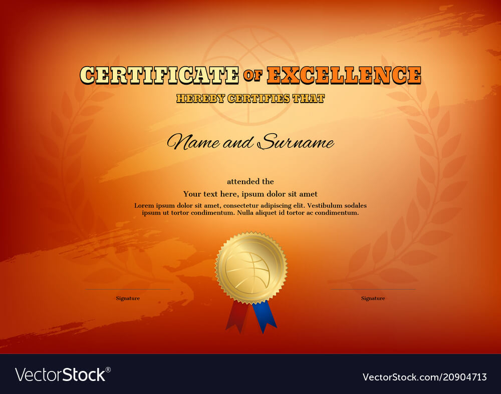 Certificate Template In Basketball Sport Theme Pertaining To Basketball Certificate Template