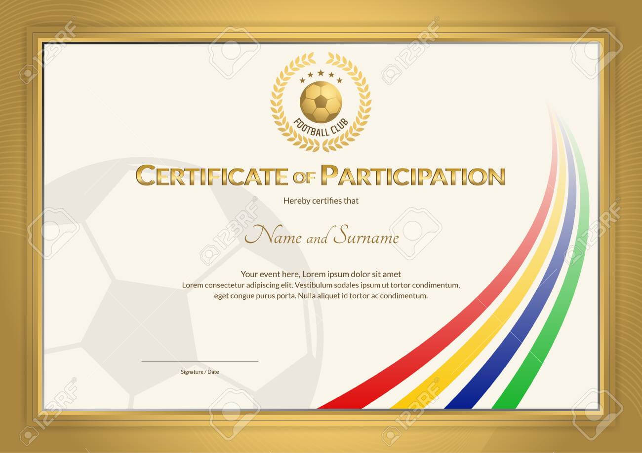 Certificate Template In Football Sport Color Stripe Theme With.. In Football Certificate Template