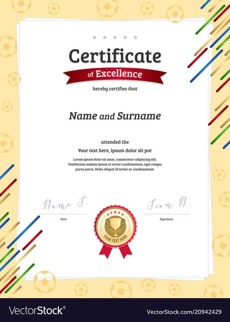 Certificate Template In Football Sport Theme With For Football Certificate Template