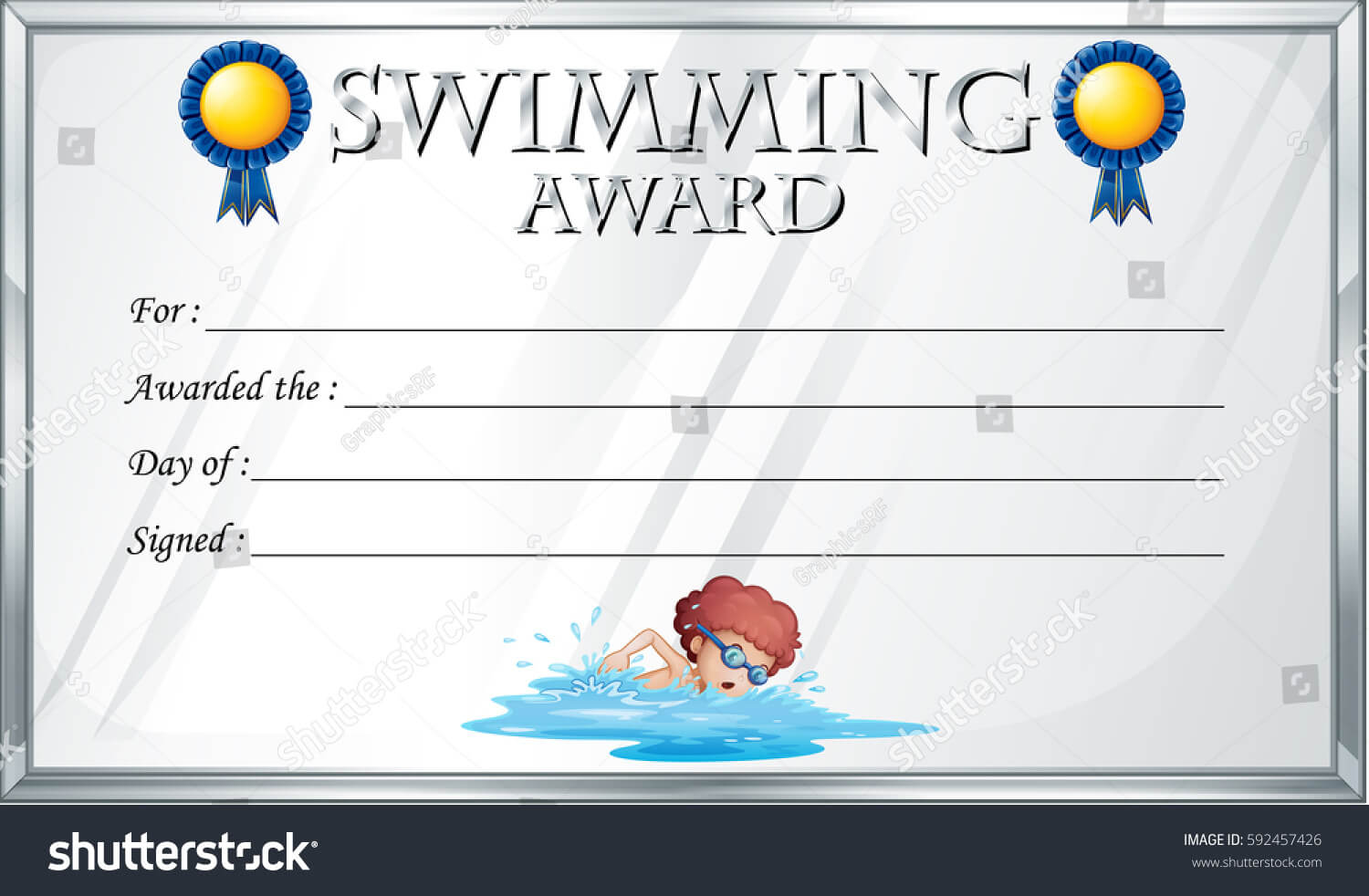 Certificate Template Swimming Award Illustration Stock With Regard To Swimming Award Certificate Template