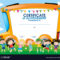 Certificate Template With Children And School Bus For Free School Certificate Templates