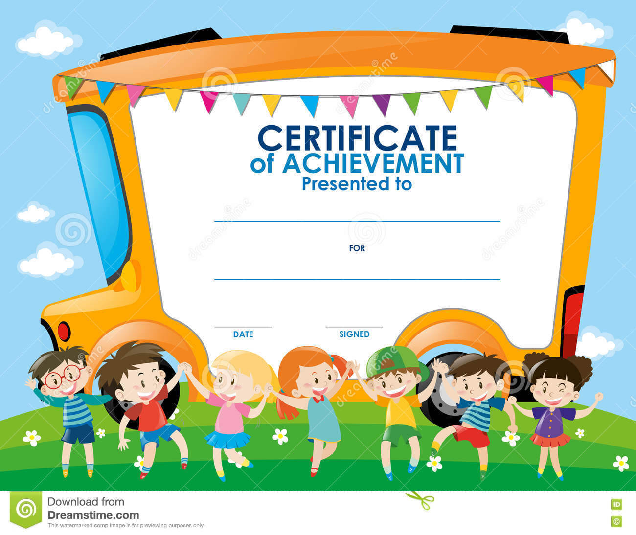 Certificate Template With Children And School Bus Stock With Walking Certificate Templates