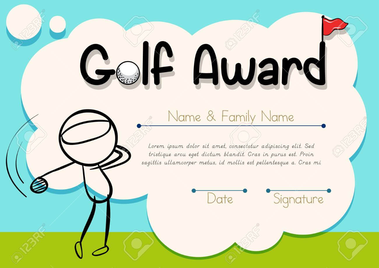 Certificate Template With Golf Player Illustration With Regard To Golf Certificate Template Free
