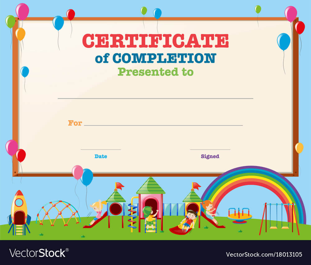 Certificate Template With Kids In Playground Pertaining To Free Printable Certificate Templates For Kids