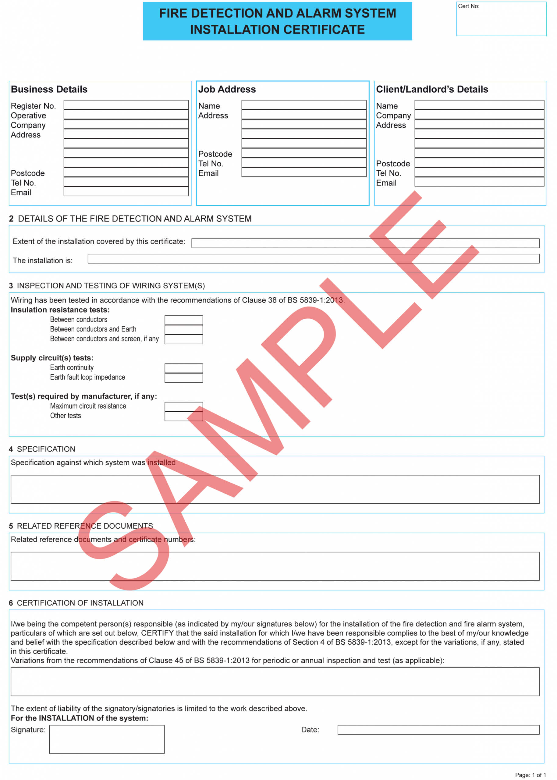 Certificates Everycert Alarm System Checklist Certificate Of With Certificate Of Inspection Template
