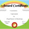 Certificates For Kids Within Certificate Of Achievement Template For Kids