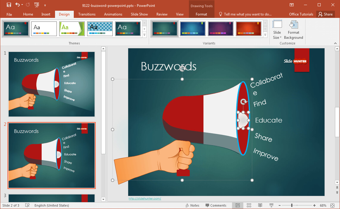 Change Background For Buzzword Powerpoint Template – Fppt With How To Change Powerpoint Template