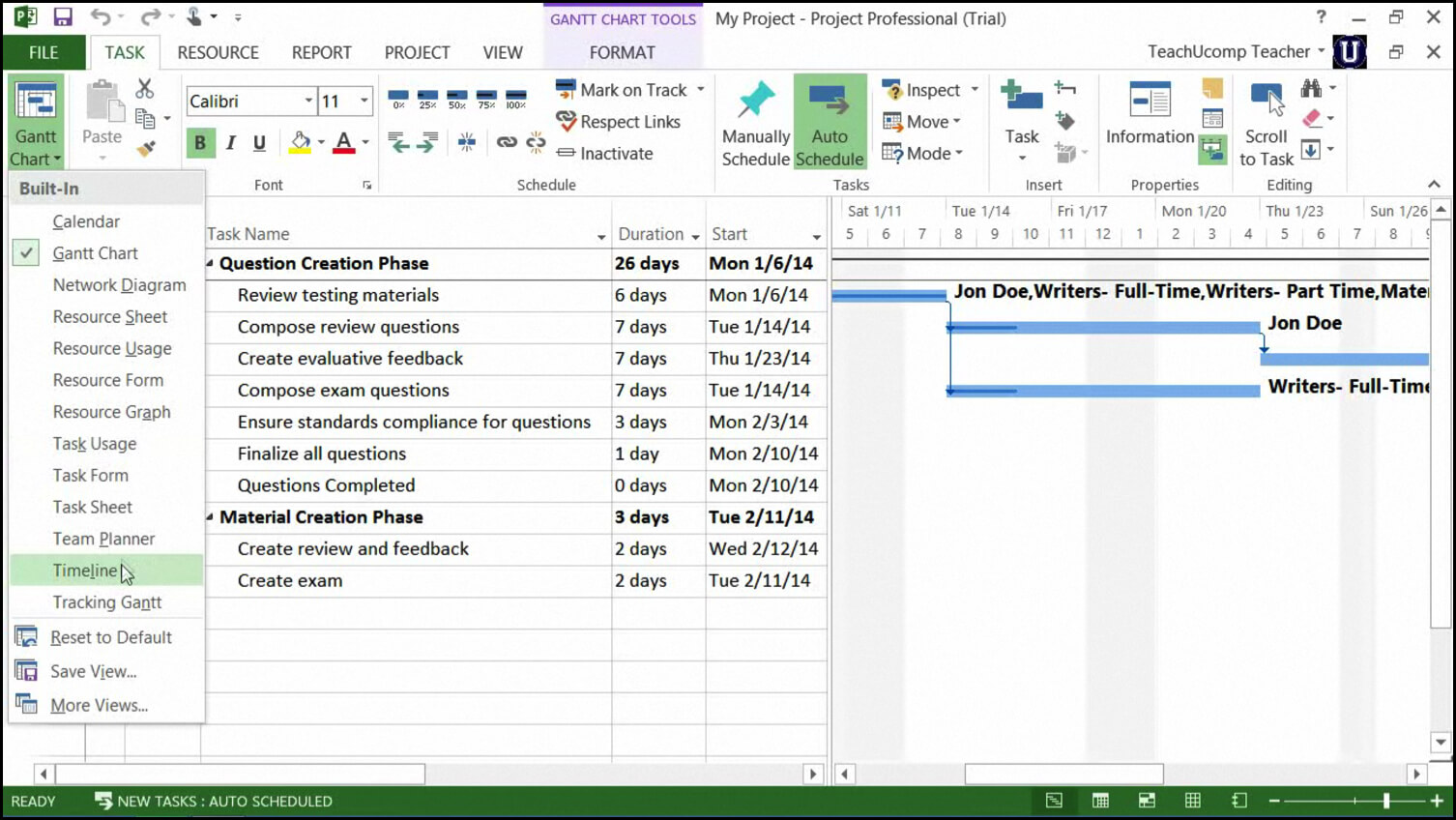 Changing Views In Microsoft Project 2013:2010  Tutorial With Regard To Ms Project 2013 Report Templates