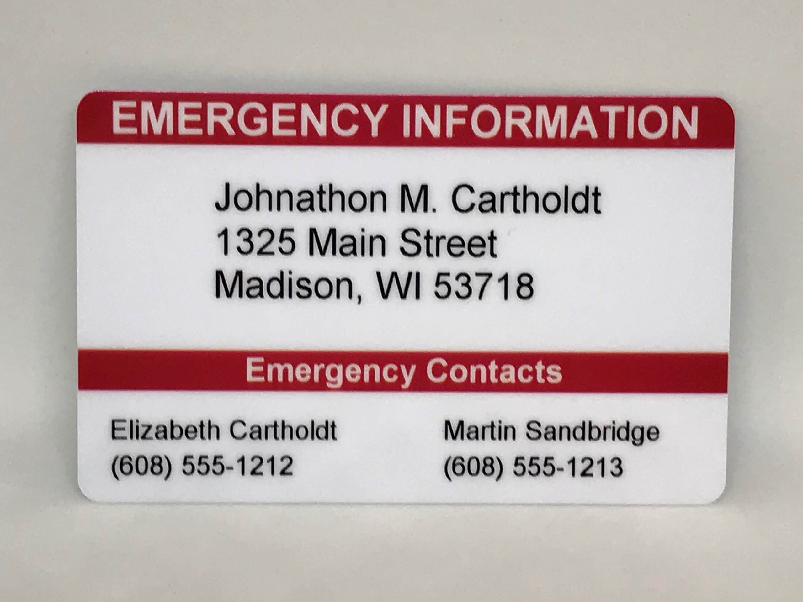 Cheap Emergency Identification, Find Emergency In Medical Alert Wallet Card Template