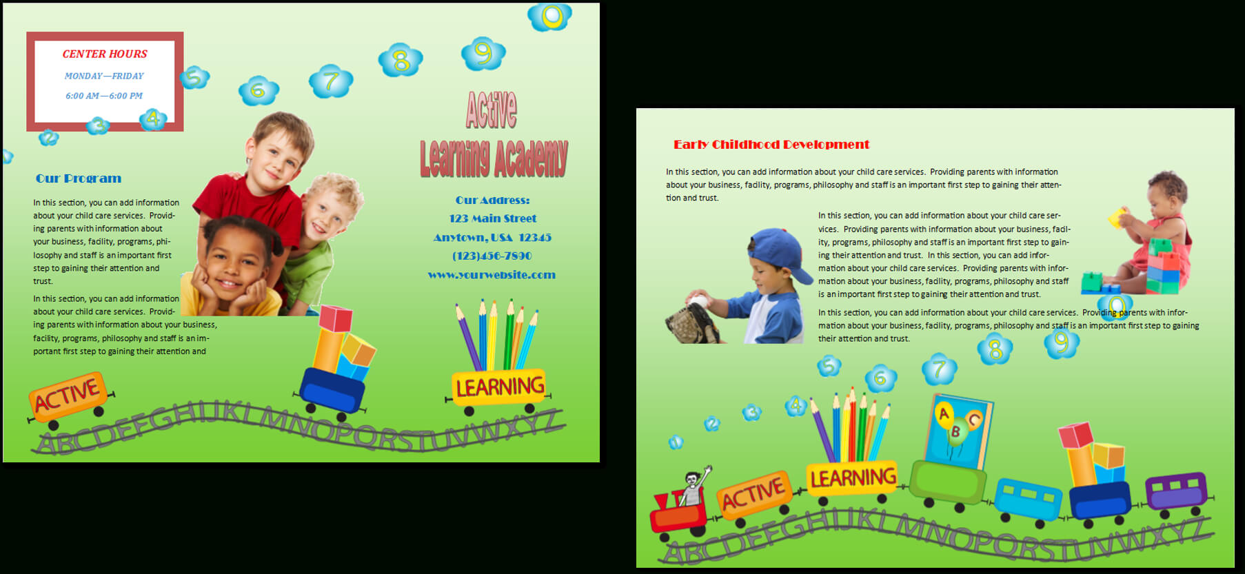 Child Care Brochure Template 16 With Regard To Daycare Brochure Template