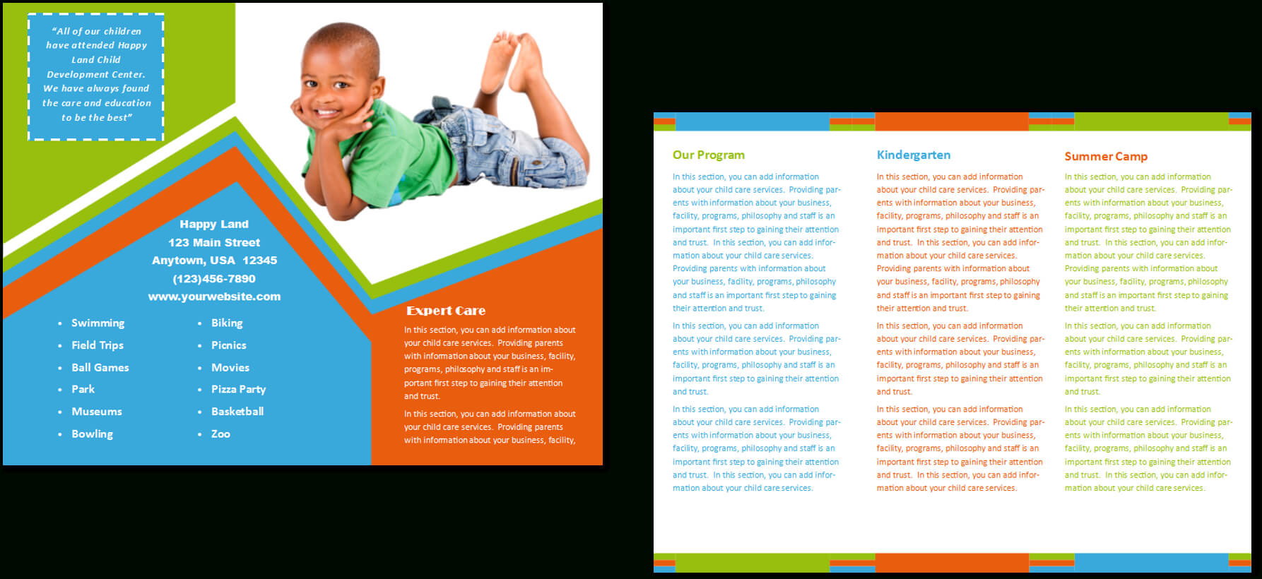 Child Care Brochure Template 26 Pertaining To Daycare Brochure Template