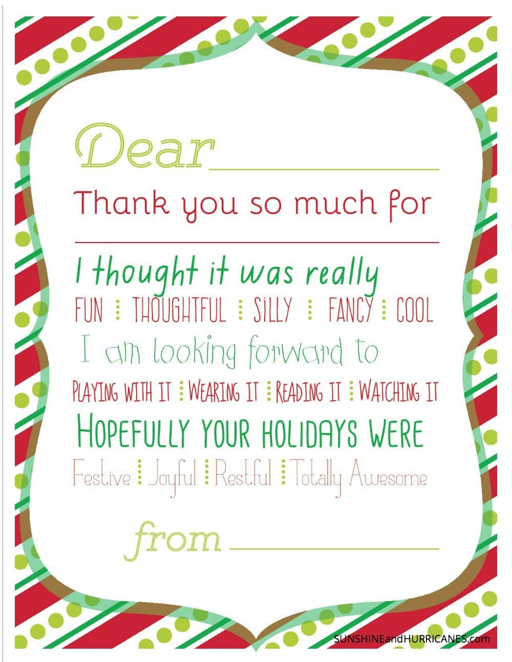 Christmas Printable Thank You Cards For Kids For Thank You Card For Teacher Template
