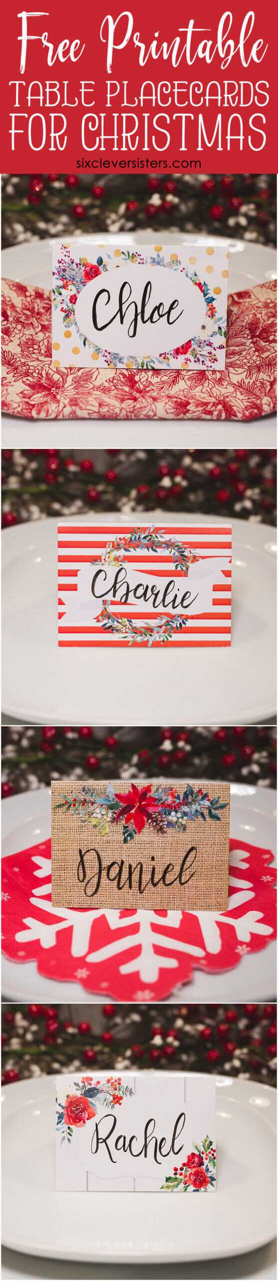 Christmas Table Place Cards { Free Printable} – Six Clever With Regard To Christmas Table Place Cards Template