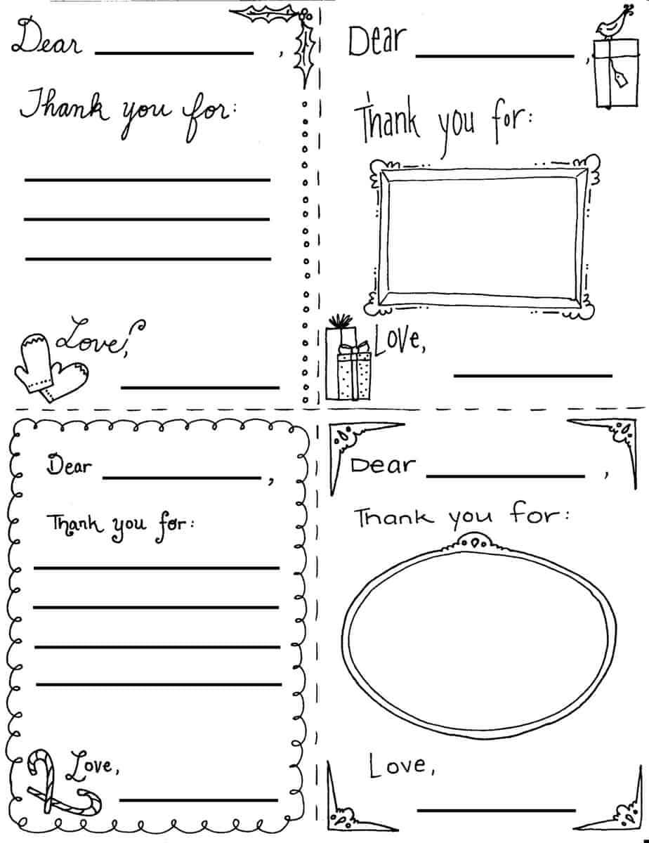 Christmas "thank You Cards" Coloring Page Within Free Printable Thank You Card Template