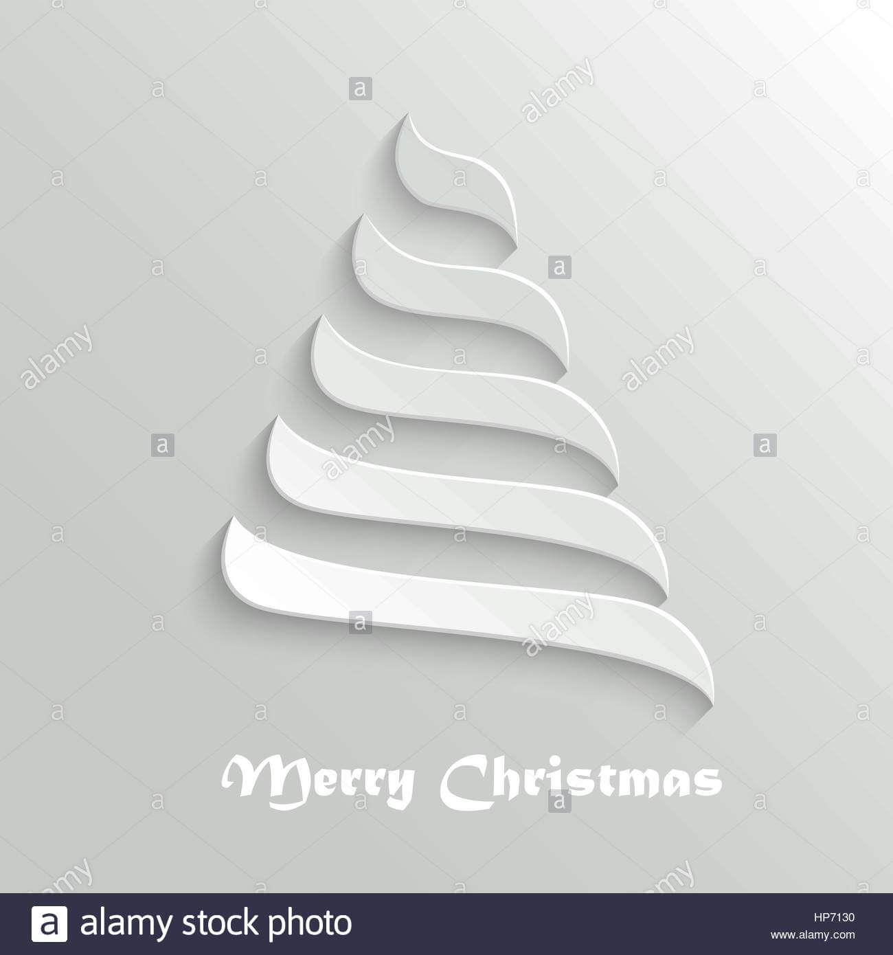 Christmas Tree – 3D Abstract New Year Symbol. Greeting Card In 3D Christmas Tree Card Template