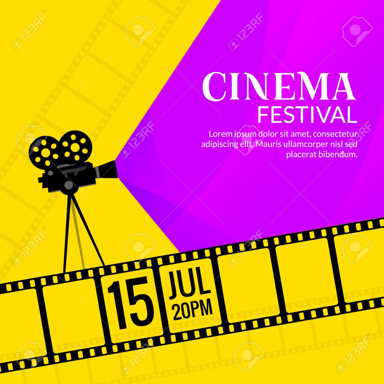 Cinema Festival Poster Template. Film Or Movie Flyer Festival.. In Film Festival Brochure Template