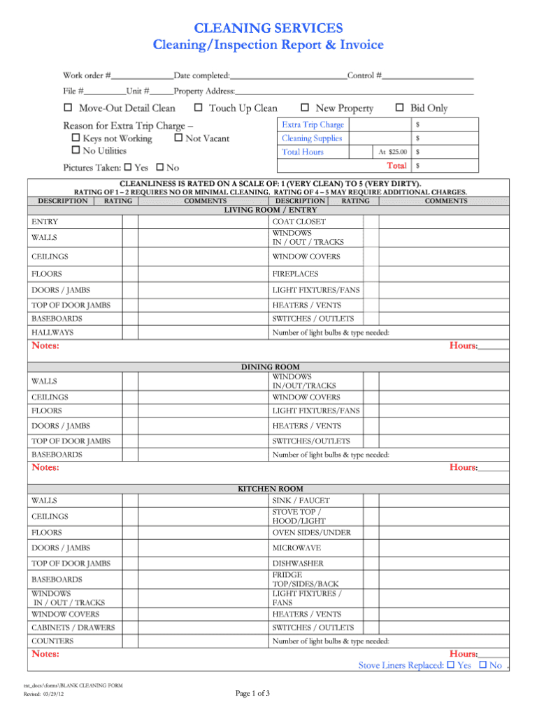 Cleaning Report Fill Online Printable Fillable Blank With Regard