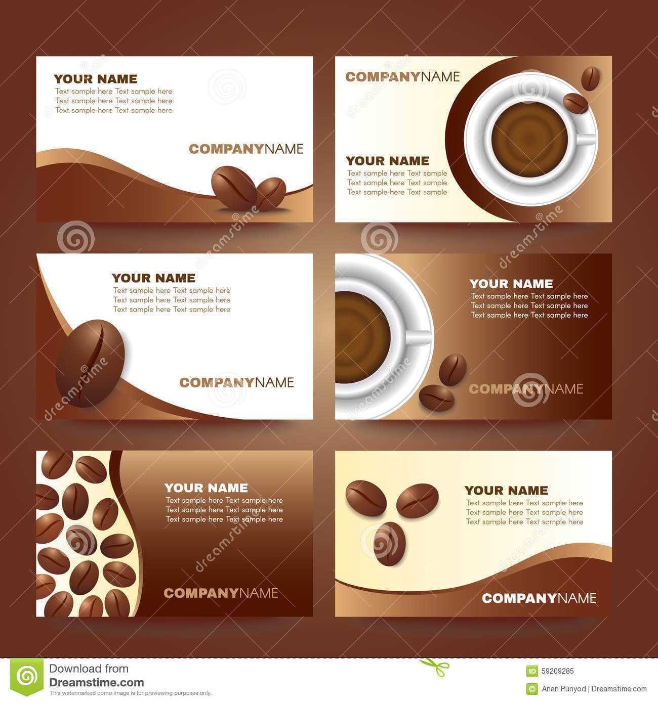 Coffee Business Card Template Vector Set Design Stock Vector Regarding Coffee Business Card Template Free