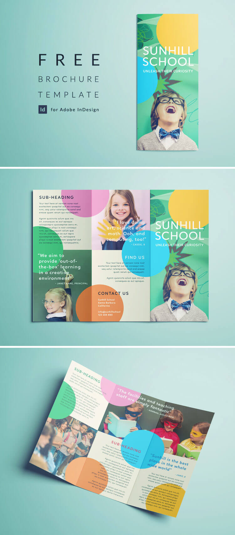 Colorful School Brochure – Tri Fold Template | Download Free For Brochure Templates For School Project