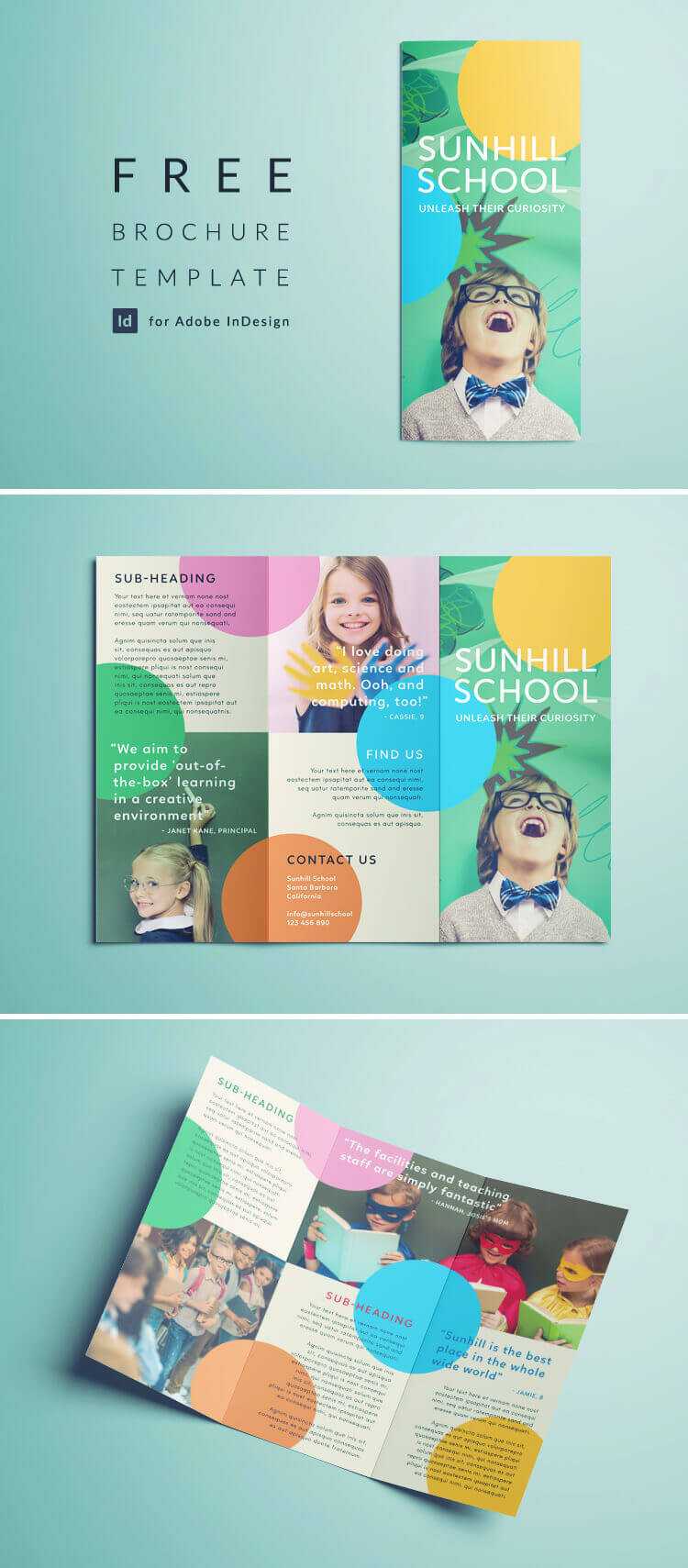 Colorful School Brochure - Tri Fold Template | Download Free Pertaining To Tri Fold School Brochure Template