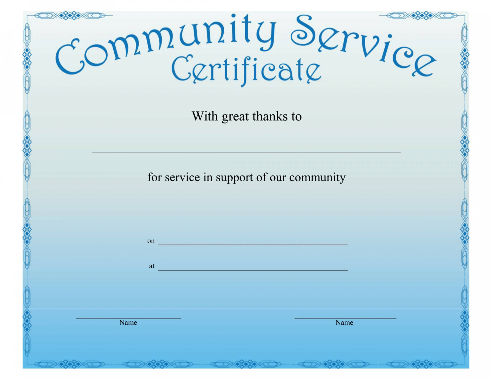 Community Service Certificate Template For This Entitles The Bearer To Template Certificate