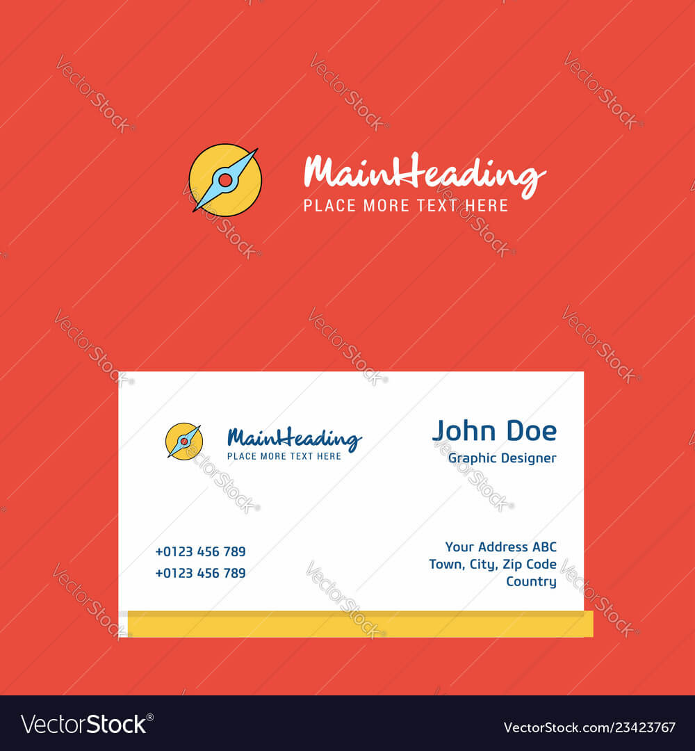 Compass Logo Design With Business Card Template Vector Image On Vectorstock With Regard To Adobe Illustrator Business Card Template