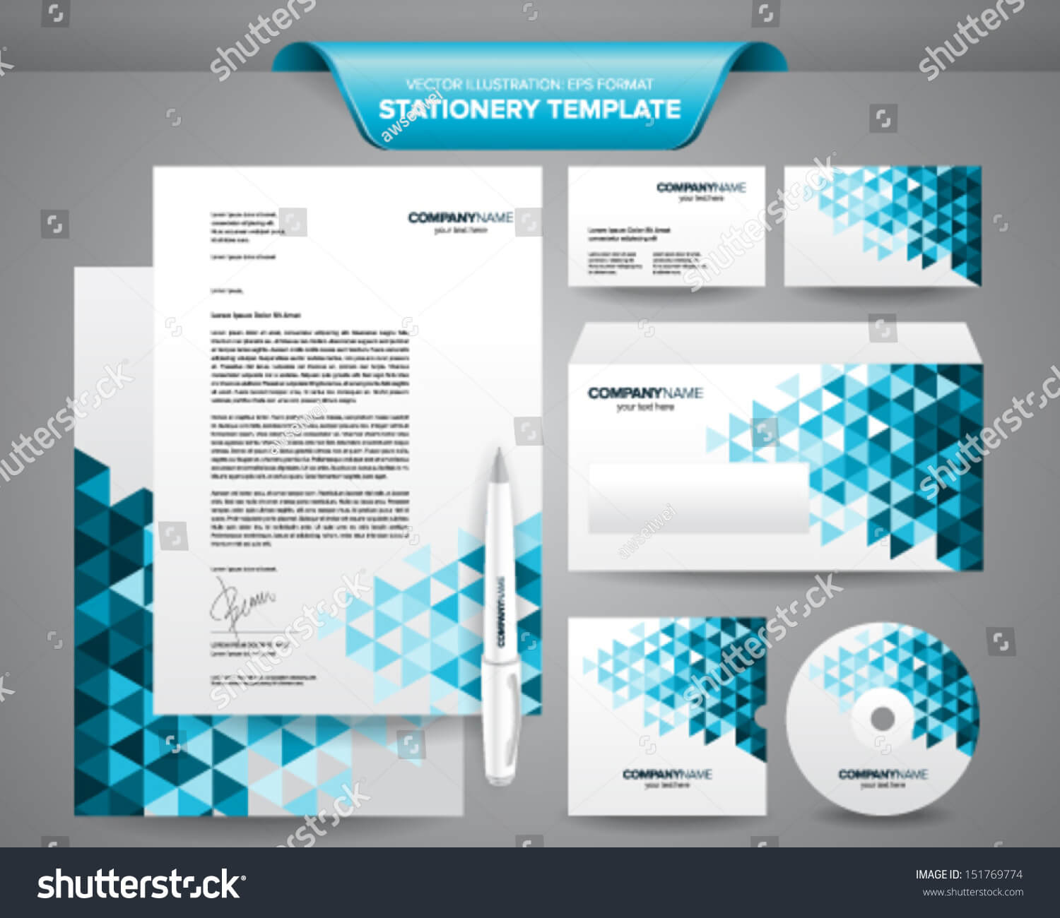 Complete Set Business Stationery Template Such Stock Vector Within Business Card Letterhead Envelope Template