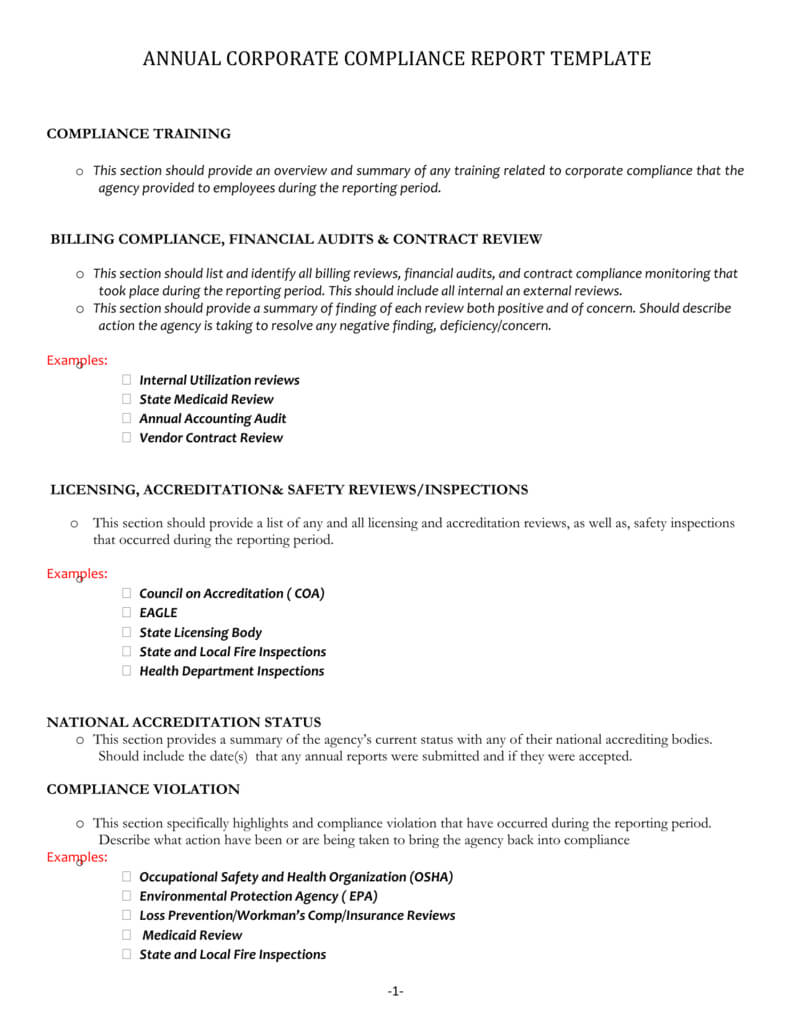 Compliance Report Template {Doc} Inside Compliance Monitoring Report Template