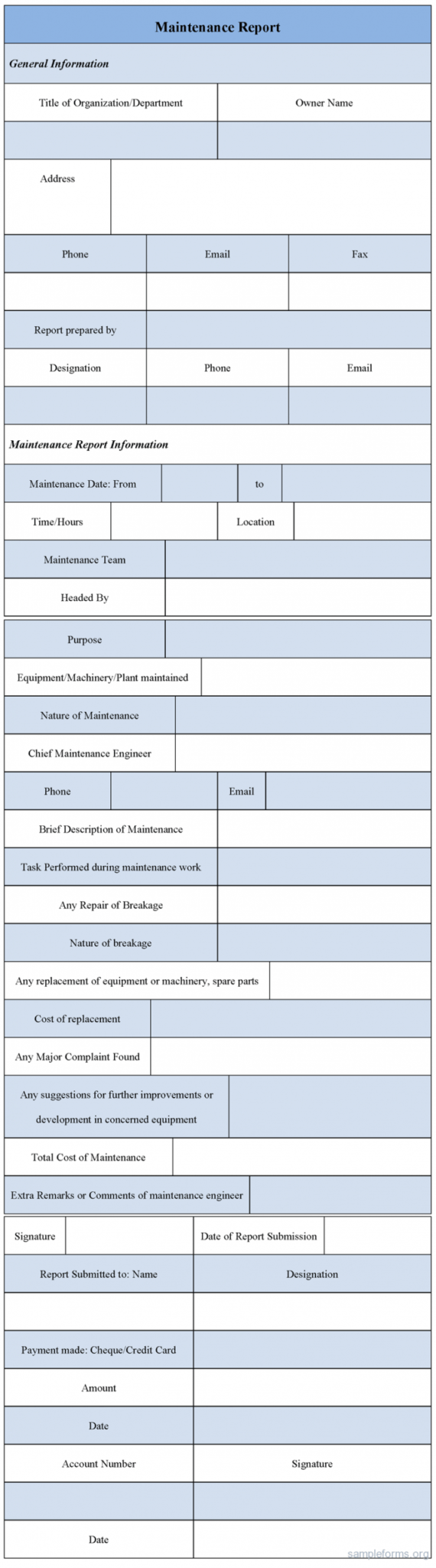 Computer Maintenance Report Form Template Service Format Within Equipment Fault Report Template