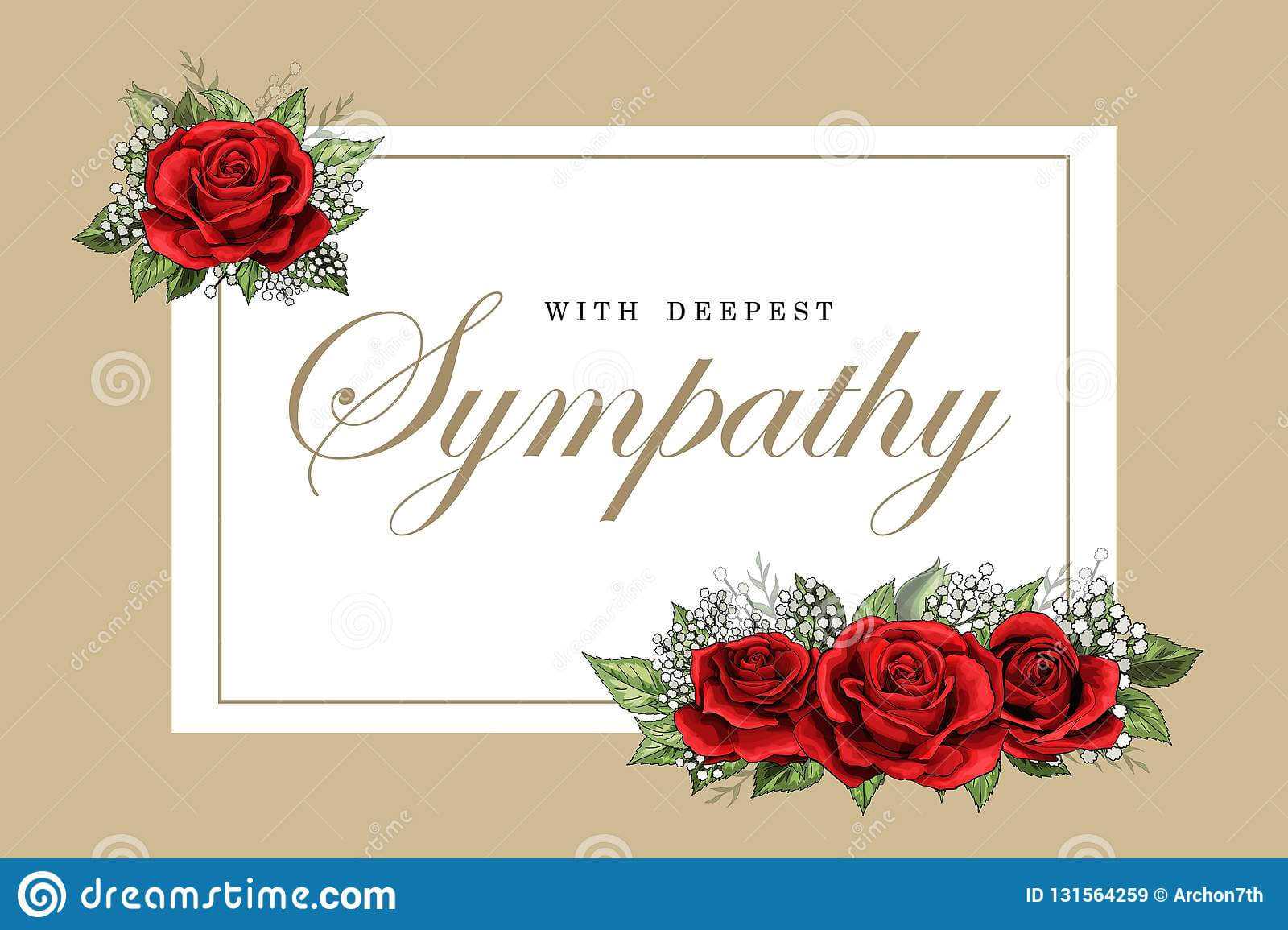 Condolences Sympathy Card Floral Red Roses Bouquet And With Sympathy Card Template