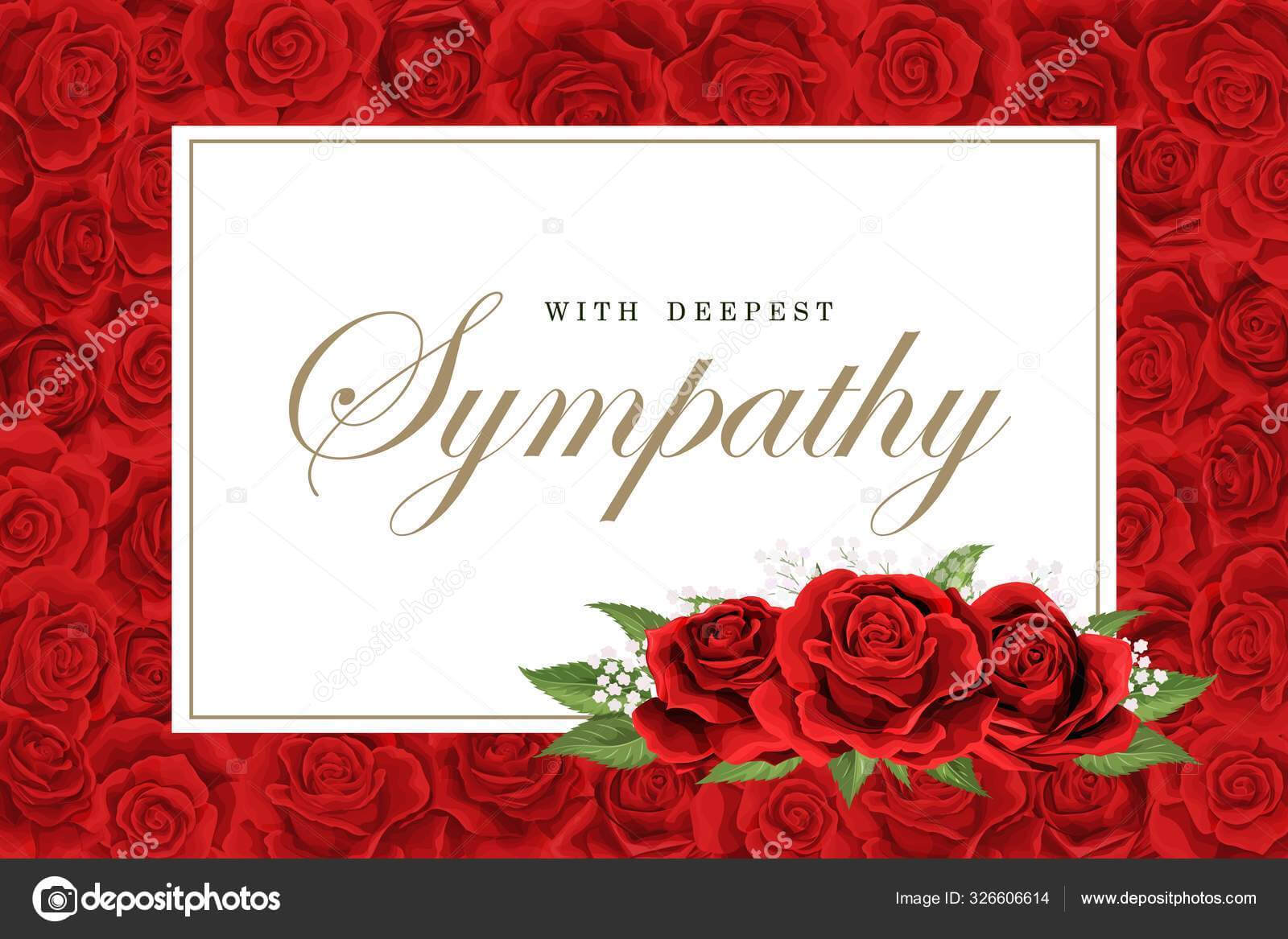Condolences Sympathy Card Or Strict Style Postcard Vector Regarding Sympathy Card Template