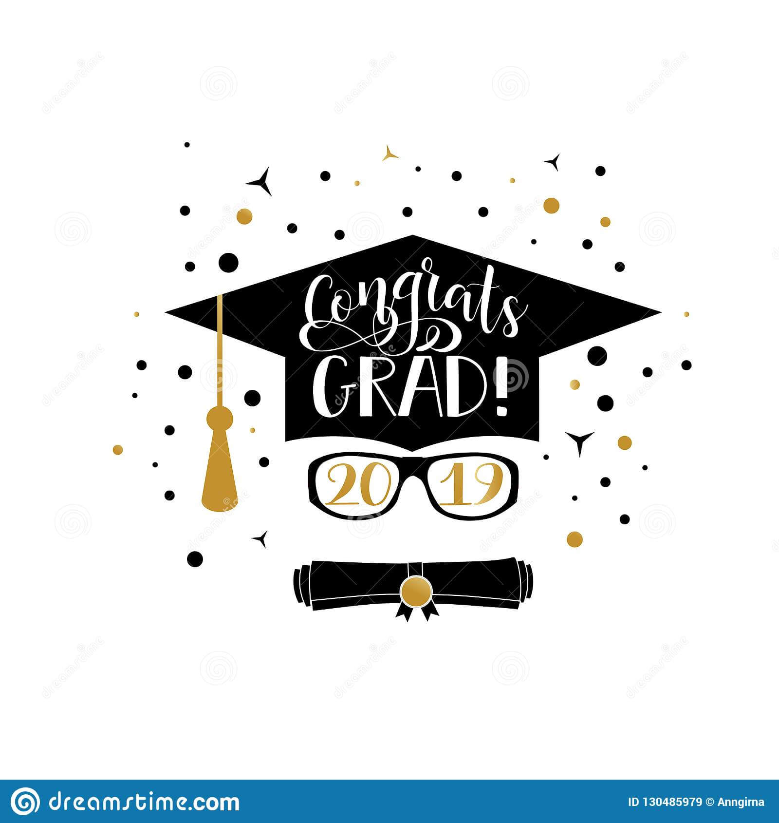 Congrats Grad 2019 Lettering. Congratulations Graduate With Regard To Graduation Banner Template