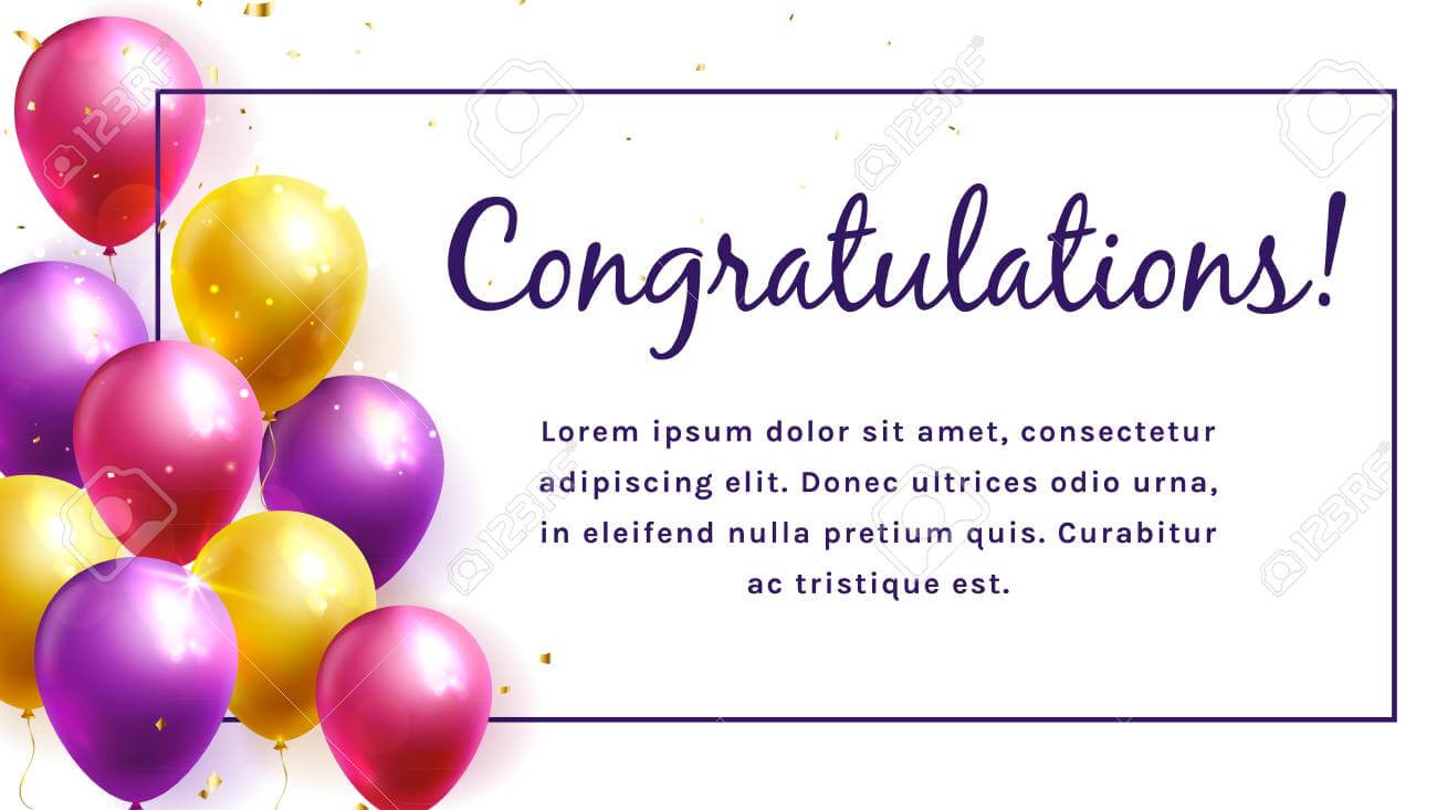 Congratulation Banner With Colorful Balloons And Space For Text.. Regarding Congratulations Banner Template