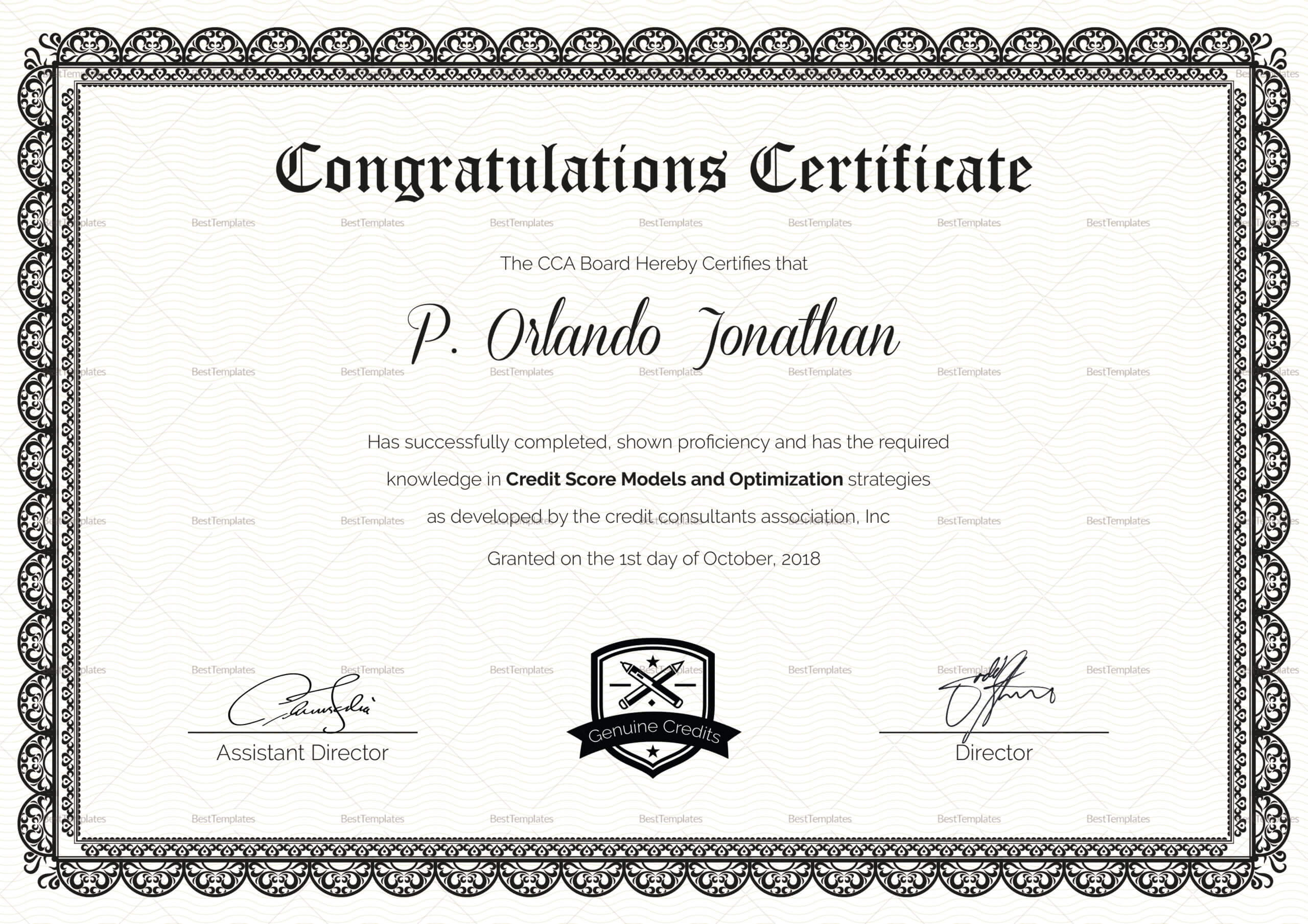 Congratulations Certificate Template Throughout Congratulations Certificate Word Template