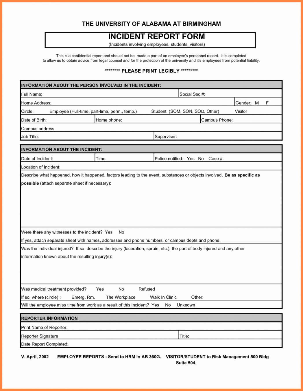 Construction Accident Report Form Sample Work Incident For Construction Accident Report Template