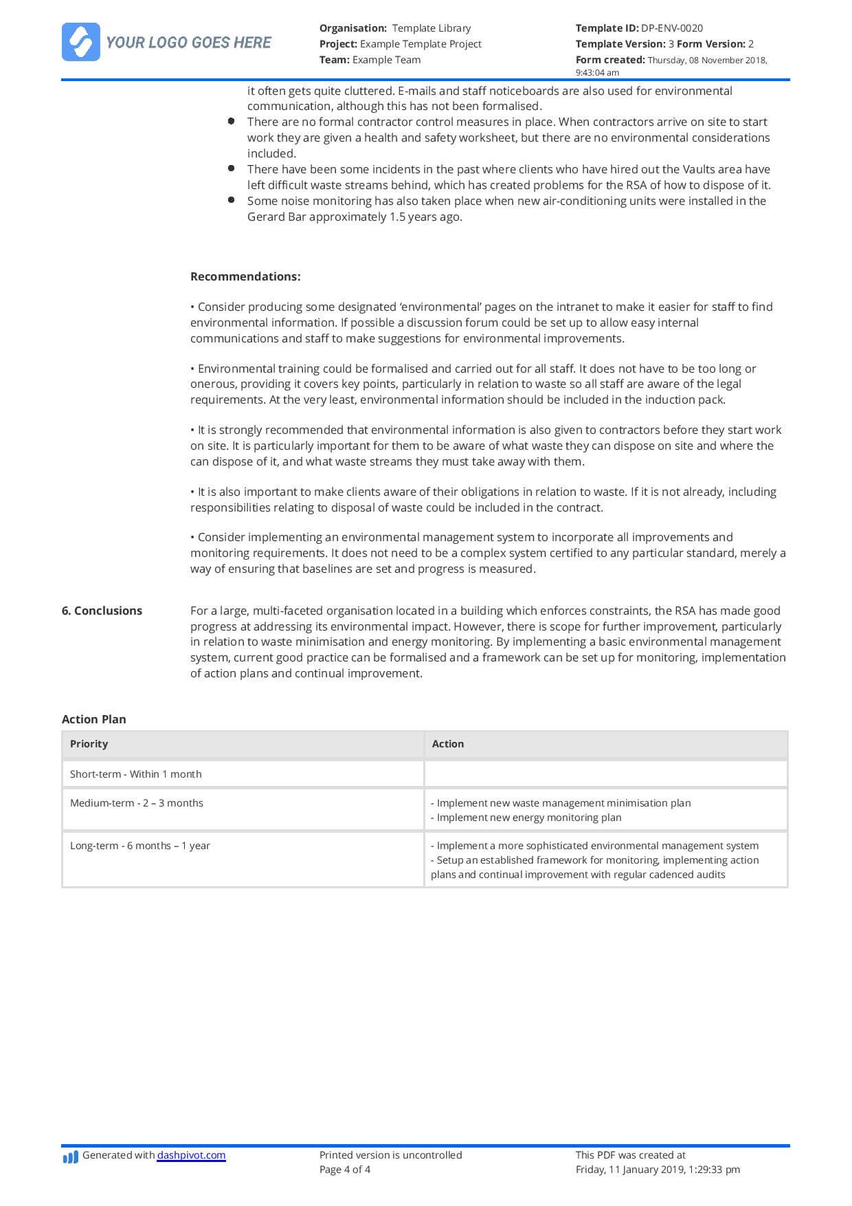 Construction Audit Report Sample: For Safety, Quality Throughout Implementation Report Template