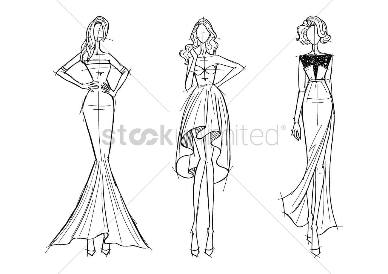 Contoh Soal Dan Materi Pelajaran 5: Female Fashion Model Sketch With Blank Model Sketch Template