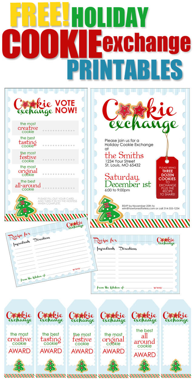 Cookie Exchange Party {Free Printables} - How To Nest For Less™ For Cookie Exchange Recipe Card Template