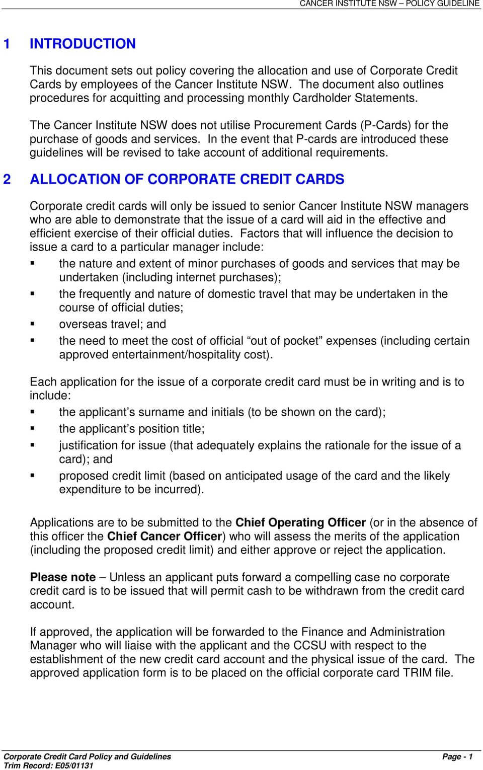 Corporate Credit Card Policy Template ] – Procurement Cards Inside Company Credit Card Policy Template
