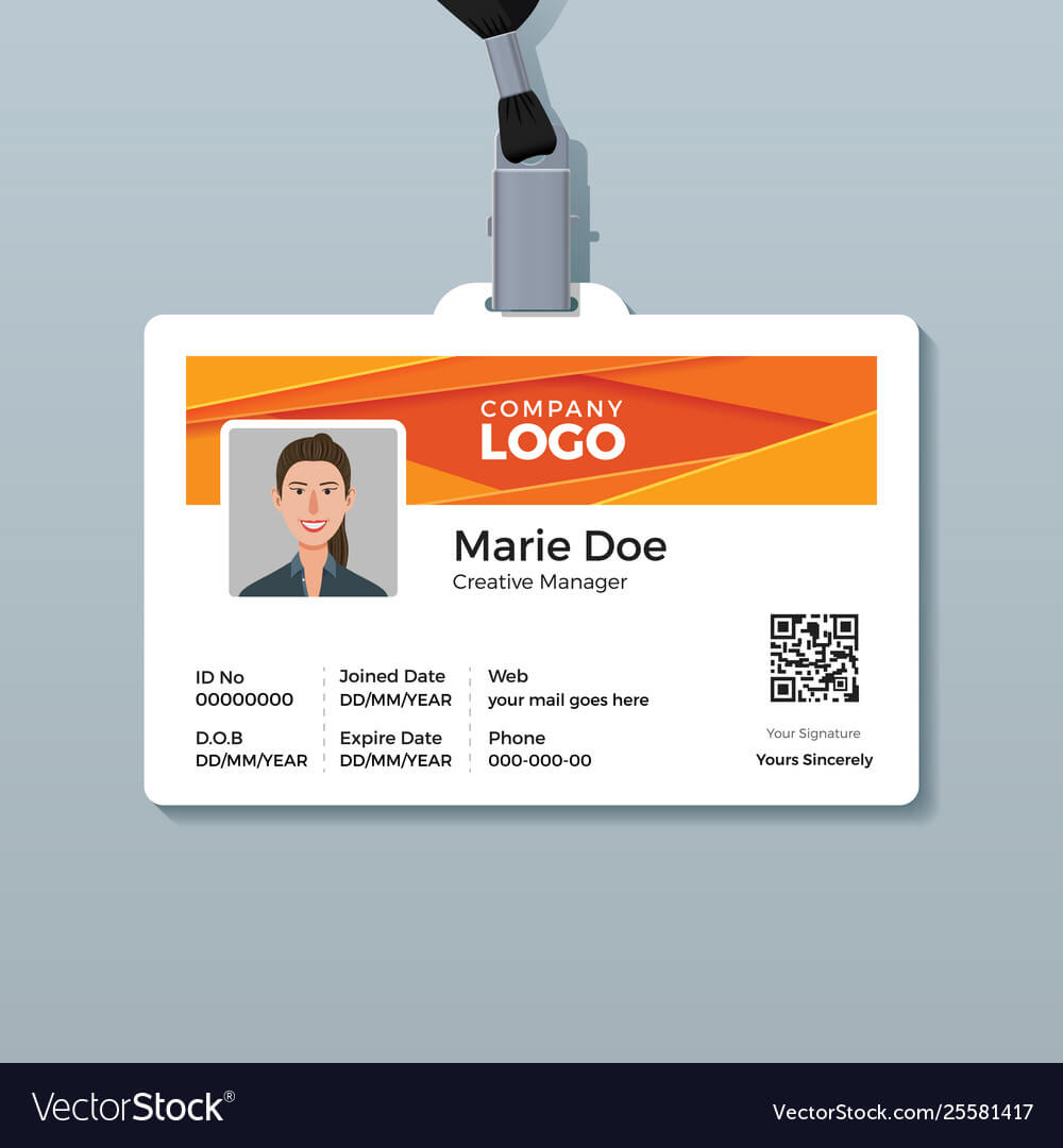 Corporate Id Card Template With Modern Abstract With Regard To Work Id Card Template