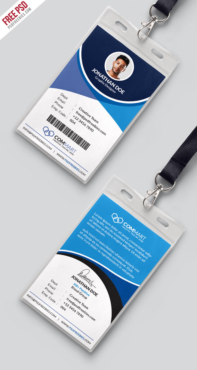 Corporate Office Identity Card Template Psd | Psdfreebies For Id Card Design Template Psd Free Download
